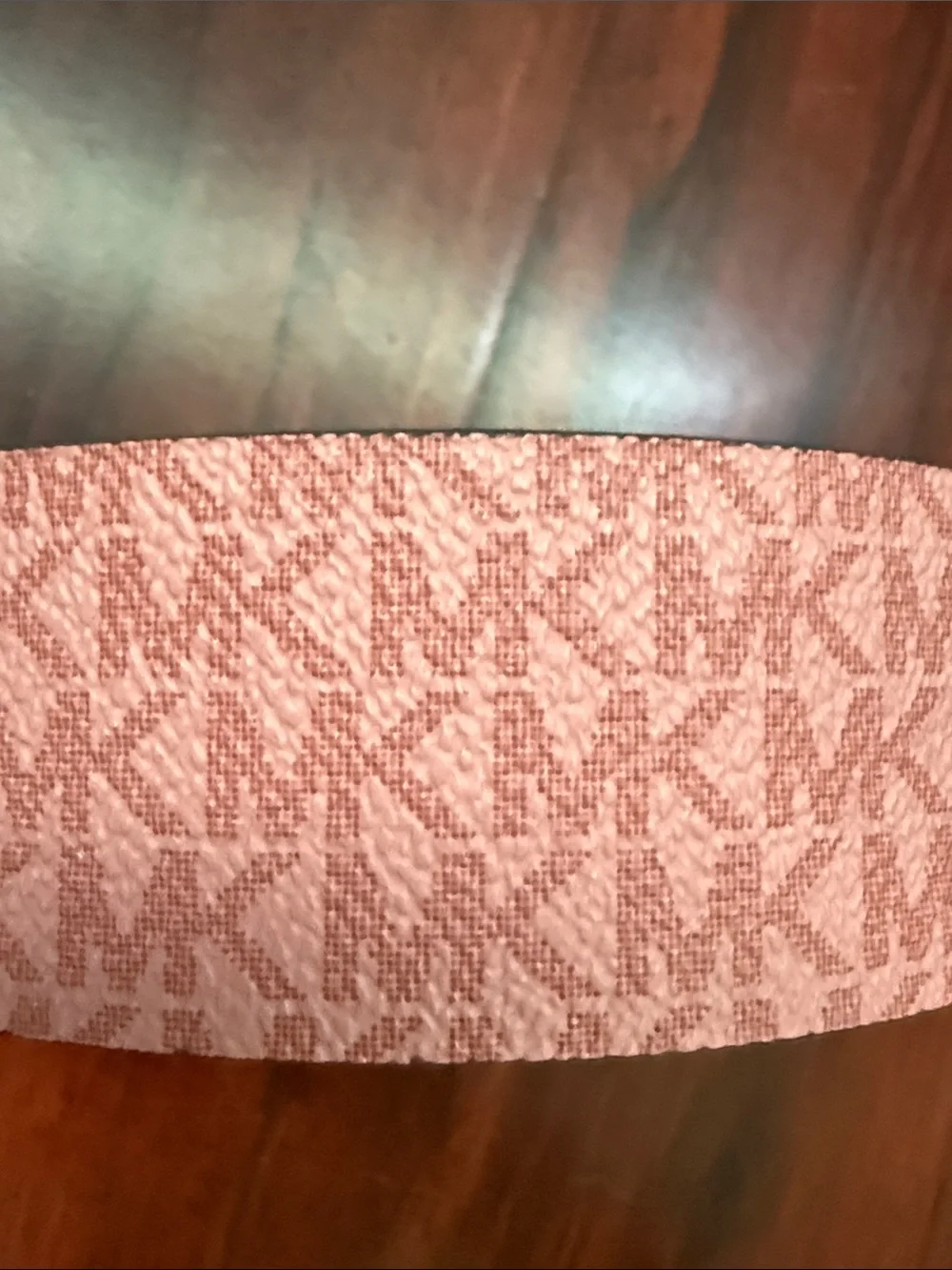 Michael Kors Pink Monogram Logo Belt with Gold-Tone Buckle